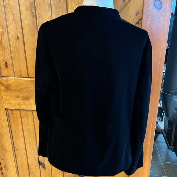 Talbots Black Velvet Jacket Size 16 Crystal Buttons Holiday Party Boho Witch - Picture 2 of 5